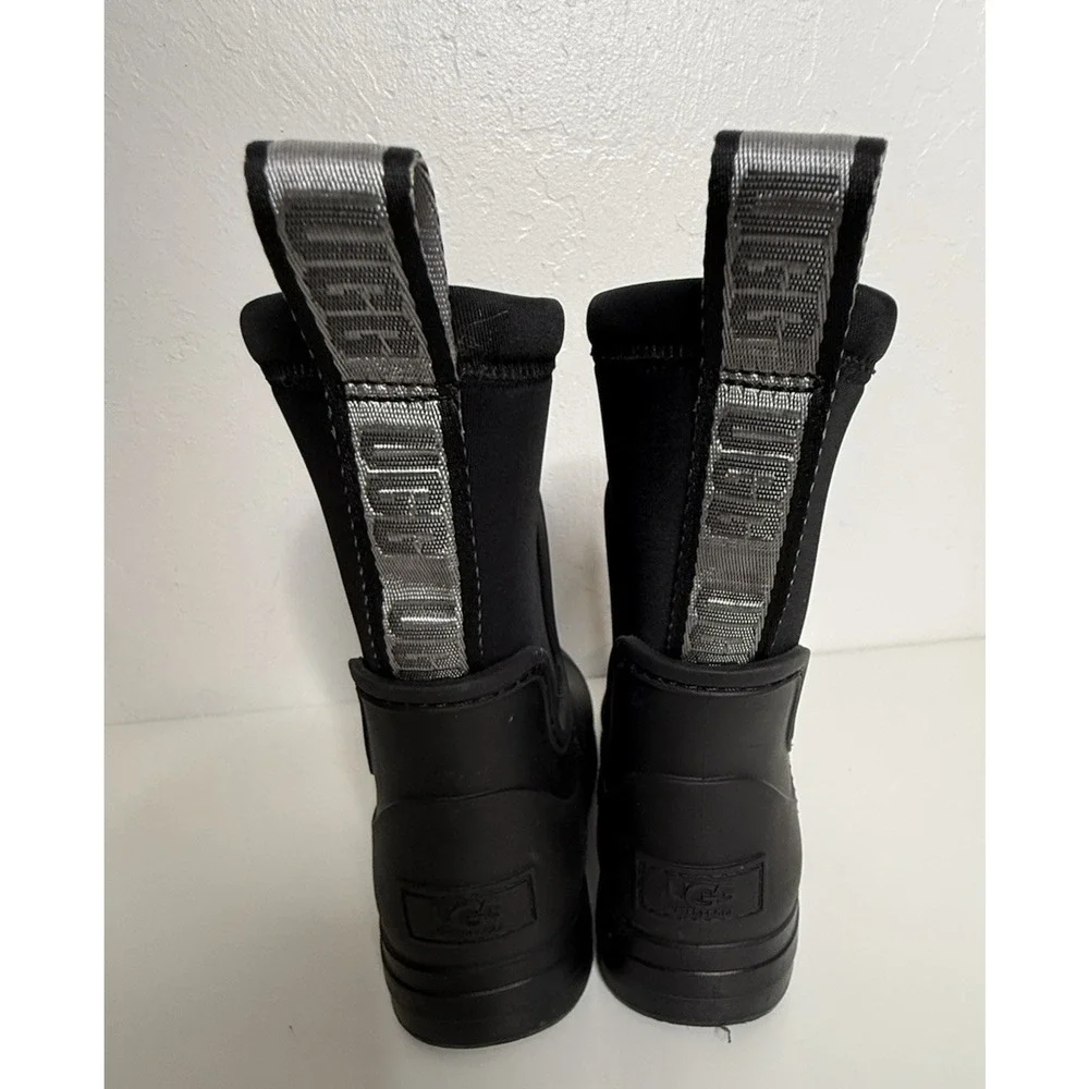 UGG Kids Droplet Mid Rain Boots Black Waterproof Pull-On Size 13 New NWOB